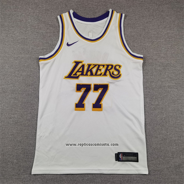 Camiseta Nino Los Angeles Lakers Luka Doncic #77 Association 2024-25 Blanco